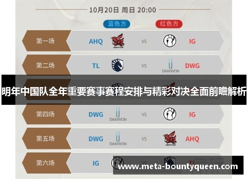 明年中国队全年重要赛事赛程安排与精彩对决全面前瞻解析